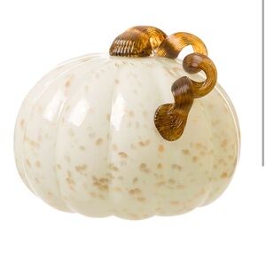 Glitzhome Glass Pumpkin- Golden & White